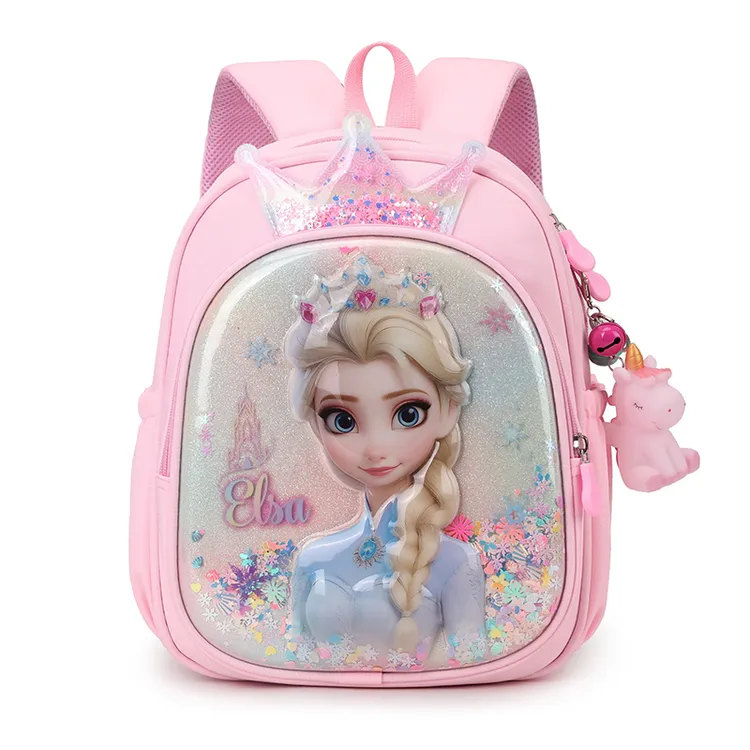 爱莎公主书包幼儿园女宝宝入园双肩包可爱猫咪小中班轻便护脊背包