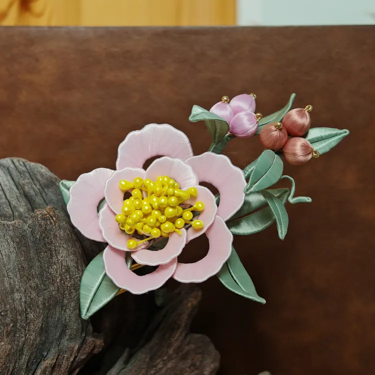 非遗手工缠花芙蓉折股钗