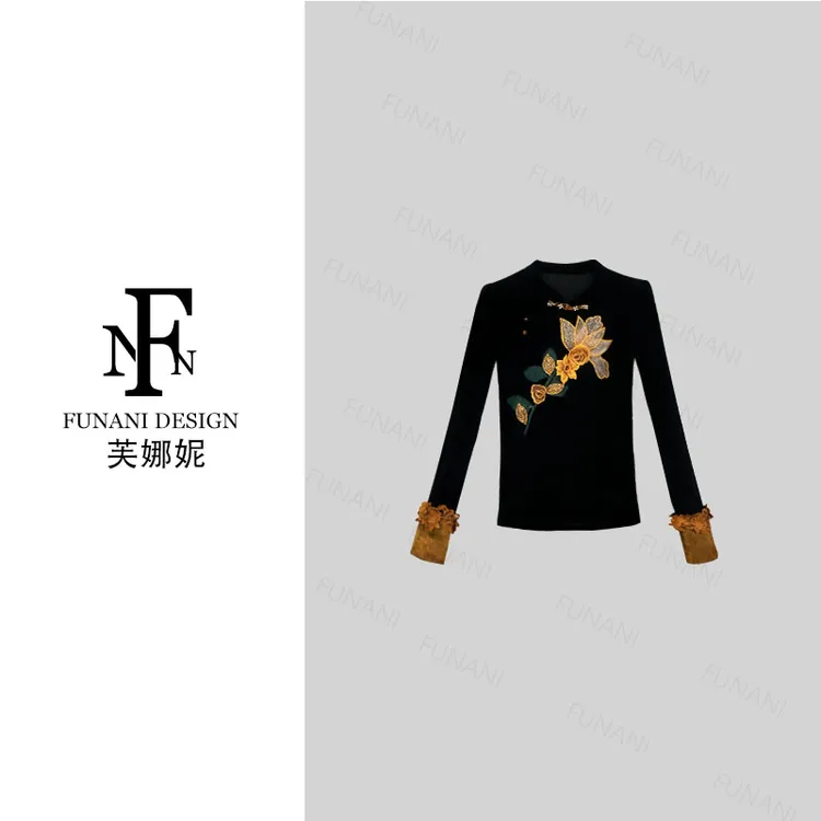 芙娜妮【江南闺秀】气质百搭丝绒女装新款秋冬中国风上衣F2530513A