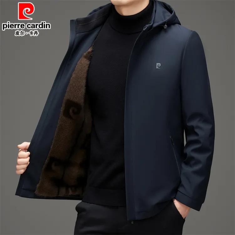 皮尔卡丹棉衣男士冬季中年加绒加厚棉服加绒保暖防风棉袄男装外套