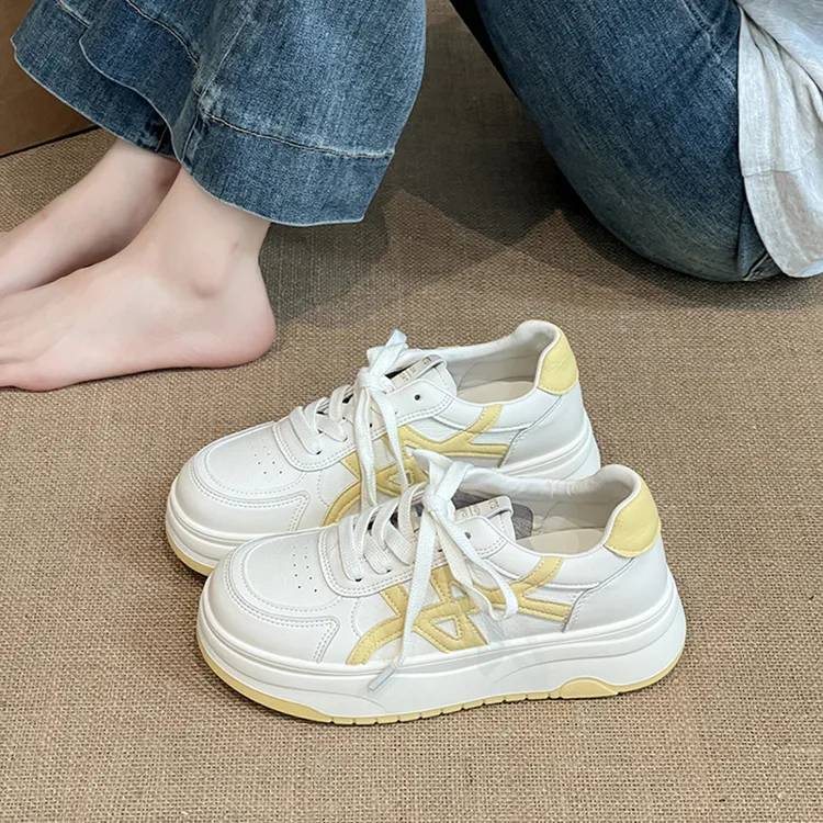 韩版厚底休闲百搭小白鞋女2025夏季新款厚底增高不累脚轻便运动鞋