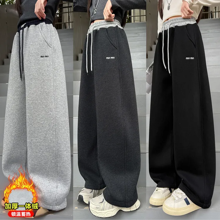 女童冬季休闲裤2025新款青少年初中生女孩冬装加绒保暖儿童运动裤