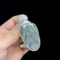 【上旭珠宝马哥推荐】天然翡翠A货蓝水超大叶子吊坠 多样性发一件