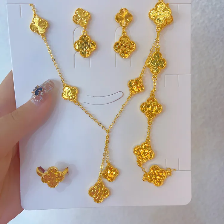 铜合金项链 1644新款三件套首饰耳环项链戒指爆款白搭