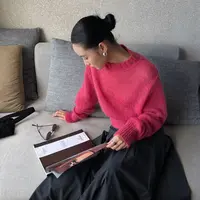 李玉香-小众简约秋冬套头毛衣针织羊毛衫宽松百搭短款高级感上衣