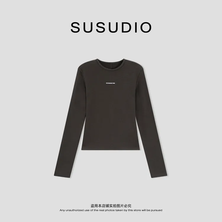 SUSUDIO 英文密码欧美修身冬季磨毛发热打底长袖 10719
