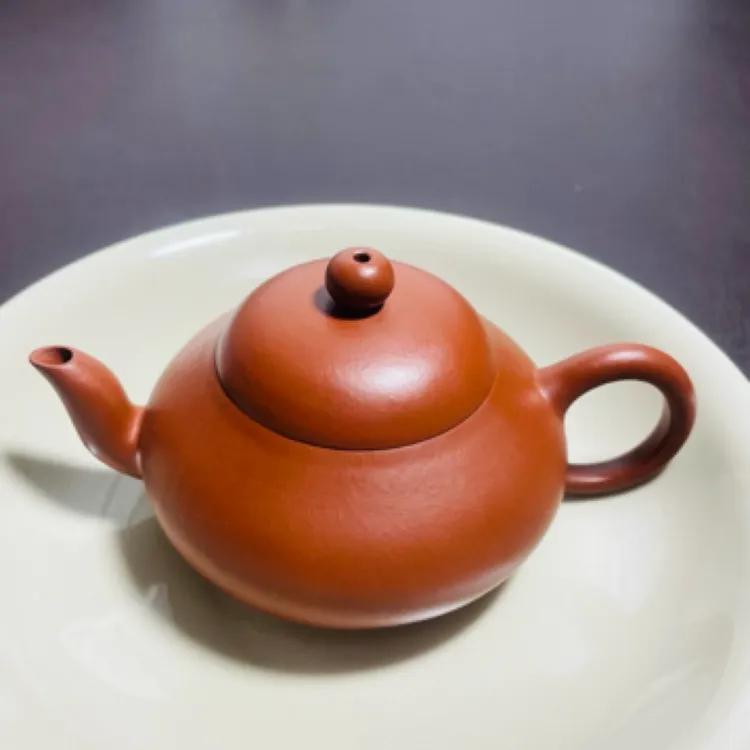 纯手工小煤窑朱泥矮梨壶110毫升家藏朱泥茶壶生砂生料0添加有瑕疵