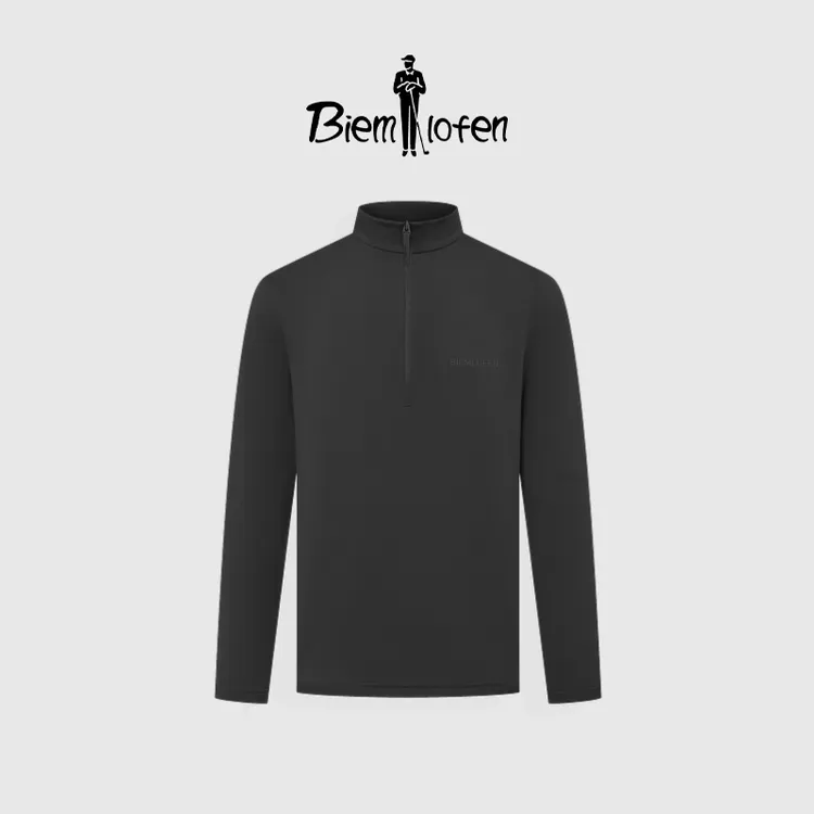 【干爽面料】比音勒芬2025年新款休闲风挺括柔软立领半拉链长袖T