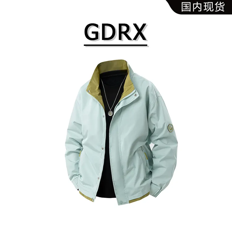 GDRX个性微章立领男款夹克2025秋季城市机能拼接休闲宽松大码外套