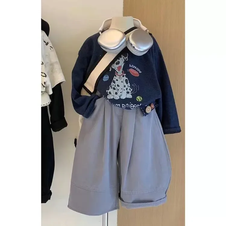 童装儿童卫衣套装2025新款秋季洋气宝宝时髦薄款长袖t恤阔腿裤