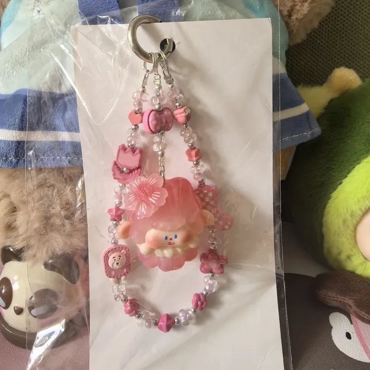 粉色系细闪珠玫瑰流苏钱袋手机链高端包挂饰挂件迷你小挂件钥匙扣