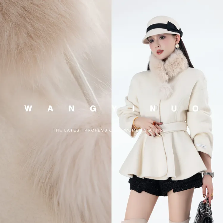 MD定制·依诺【赤焰如火】2025冬季款拼接时尚百搭毛呢收腰羊毛外套