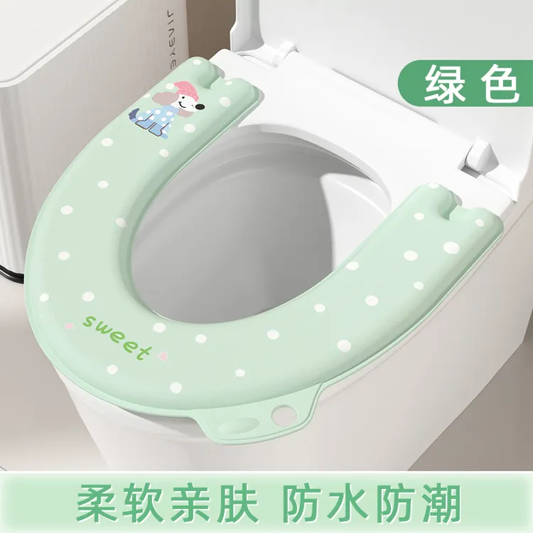 卡通可爱波点狗马桶坐垫家用加厚防水马桶贴四季通用马桶圈坐便套
