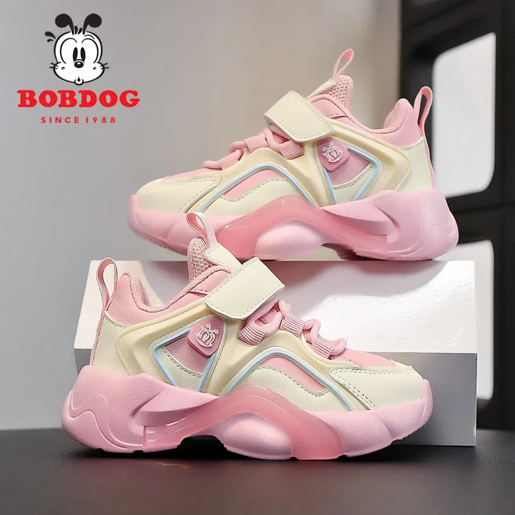 Bobdog/巴布豆2025秋新款网面透气运动休闲防滑软底儿童鞋运动鞋