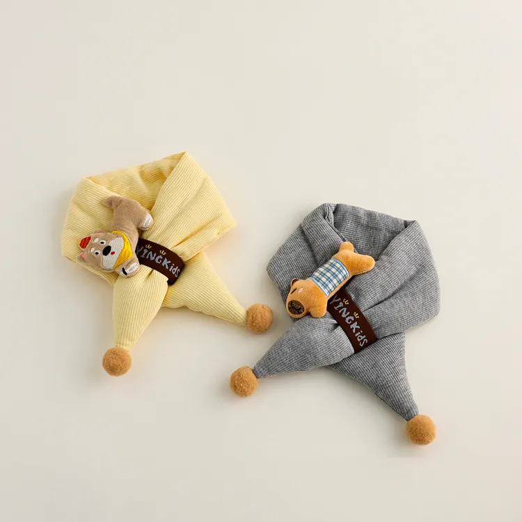 宝宝围脖秋冬季加厚保暖交叉围巾小月龄户外防风儿童可爱超萌脖套