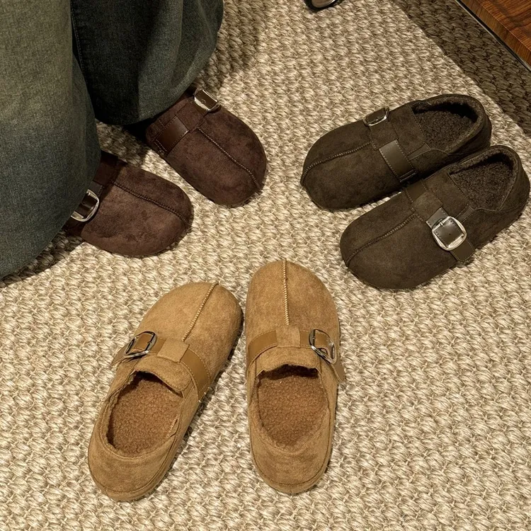 贾不假复古内增高厚底勃肯鞋女款2025新款秋冬百搭爆款懒人豆豆鞋