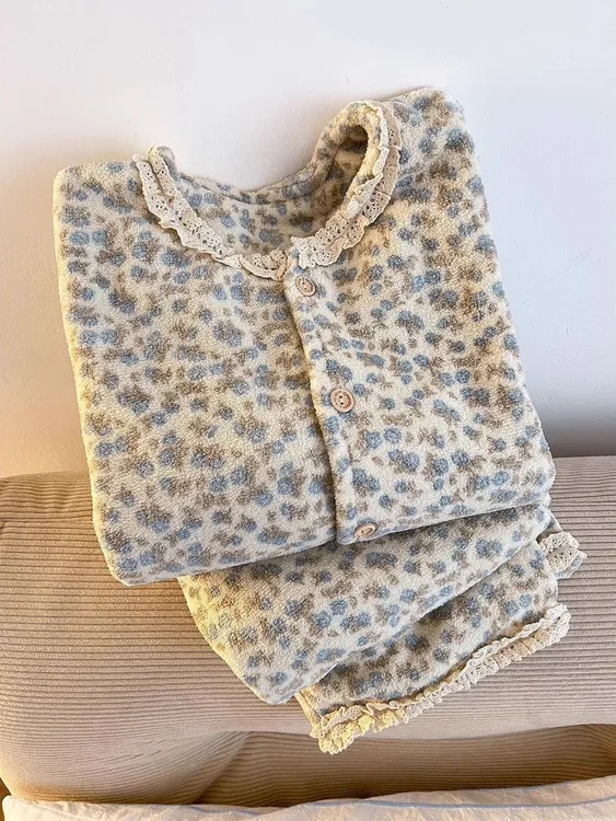 家居服套装女士加绒加厚碎花韩版女洋气冬季家居服套装防静电睡衣