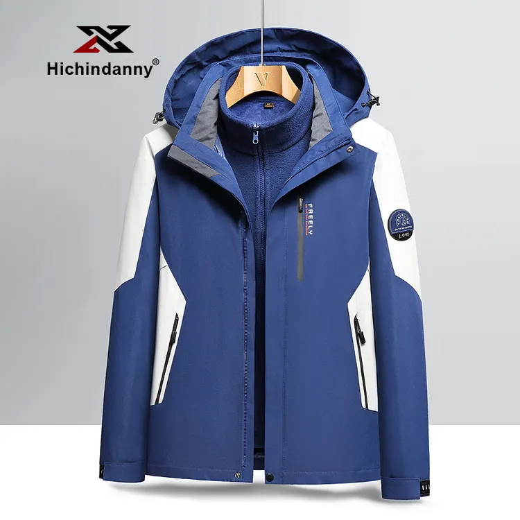 HICHIN三合一户外冲锋衣男士春秋冬新款可拆卸内胆登山服防风外套