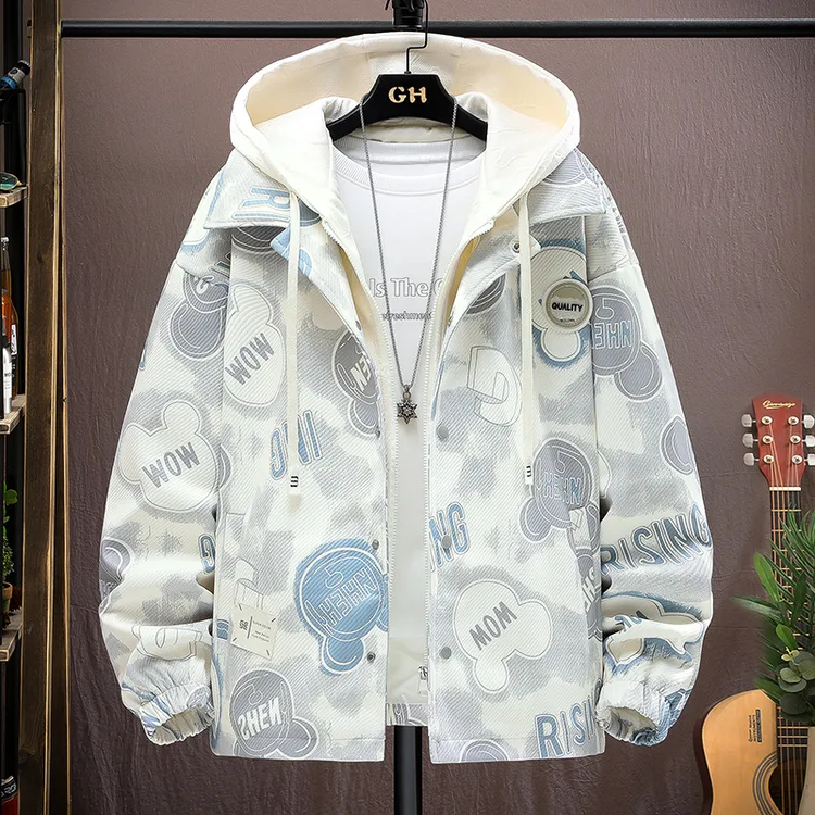 【春季爆款】青少年学生春季假两件夹克男潮流外套宽松帅气连帽上衣