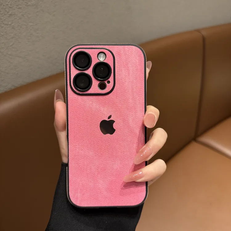 高级牛仔皮纹适用苹果16promax手机壳简约iPhone15时尚14气质13女