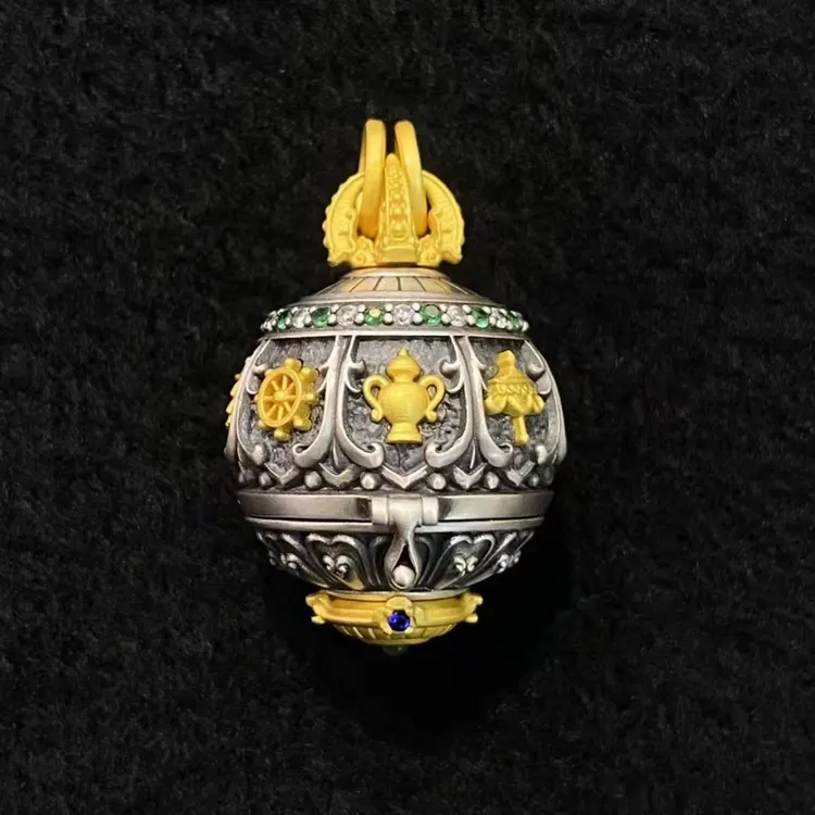 吊坠925银 【藏玺·物与悟/缘】 精工银饰八宝/释迦牟尼可旋转吊坠