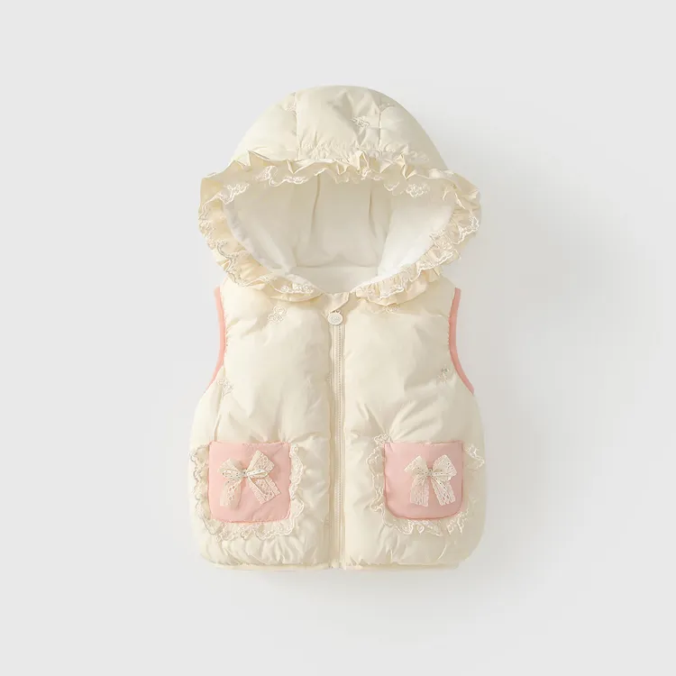 女童马甲秋冬2025新款女宝宝马甲连帽冬款夹棉加绒婴幼儿外套冬季