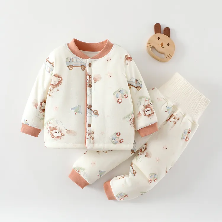 婴儿棉衣套装秋冬夹棉120克宝宝加厚冬装儿童两件套衣服保暖套装