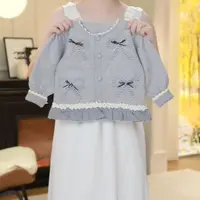 女童2025冬季韩版洋气蝴蝶结开衫毛衣LY152