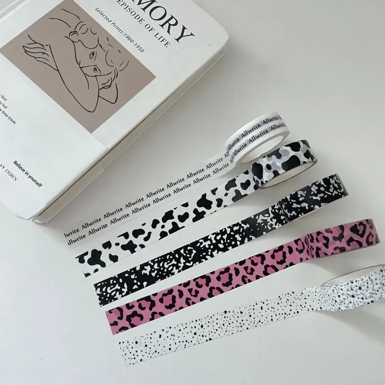 小红书博主推荐简约ins和纸胶带手账照片装饰贴豹纹牛油胶带贴纸