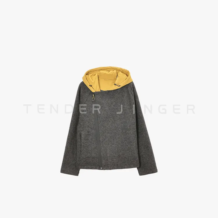 Tender Jinger｜线下专供 针织毛呢带帽撞色休闲外套T54SHC50743