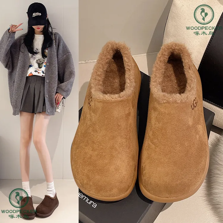 啄木鸟穆勒小土豆全包真皮博肯保暖雪地靴女2025新款冬季勃肯好物