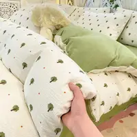 四件套【绿色深林】有氧提花双层纱母婴级A类韩版碎花柔软透气床单