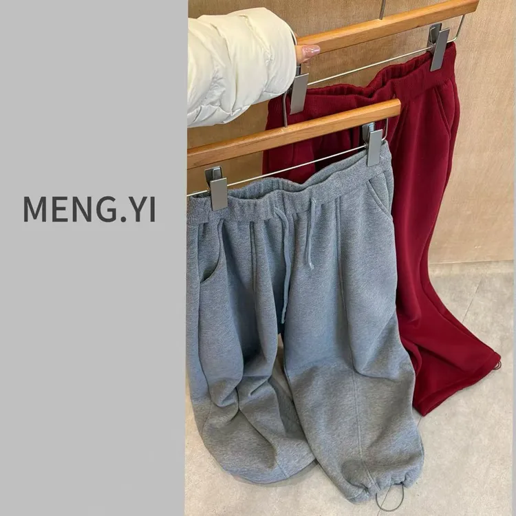 MENG.YI加厚绒可抽绳休闲卫裤5438
