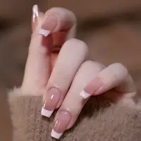 【草莓奶盖】法式设计短款穿戴甲高级感甲片日常穿戴美甲