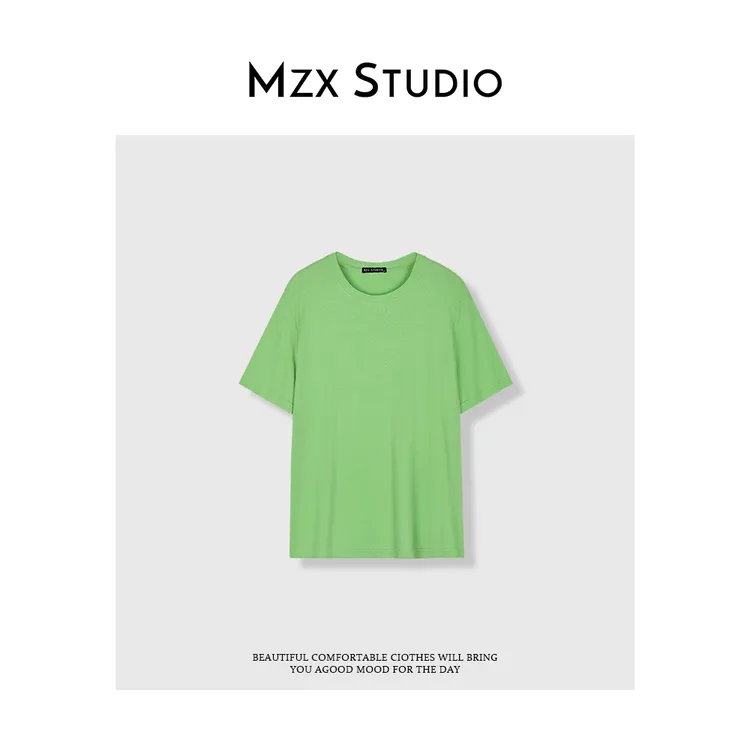 MZX 夏季纯棉简约圆领百搭短袖上衣 SY8865-P