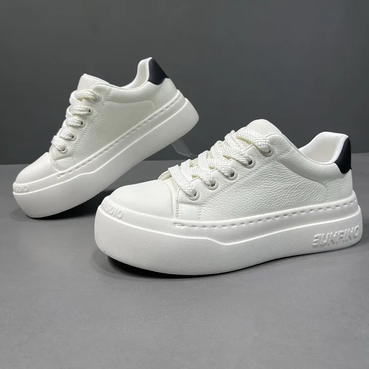 欧丽龙男鞋头层牛皮厚底面包鞋潮鞋时尚百搭轻泡底休闲鞋真皮板鞋