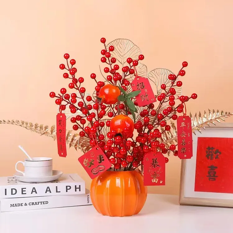 南瓜花花瓶发发果套装乔迁婚庆开业居家年宵花