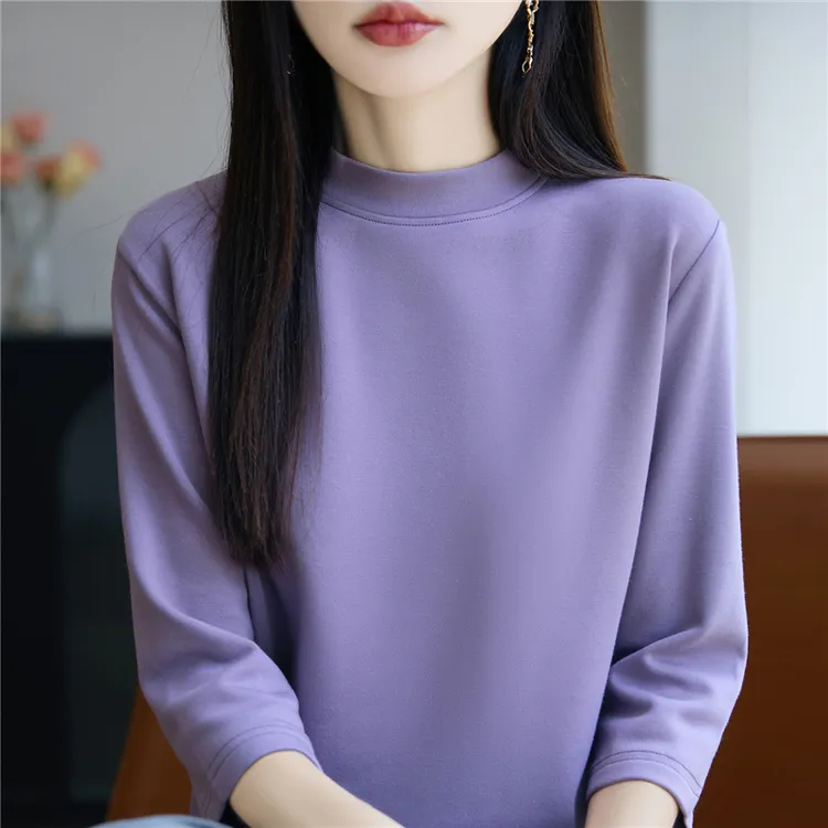 秋冬新款半高领加绒七分袖保暖百搭减龄【可外穿内搭】YQ8838打底