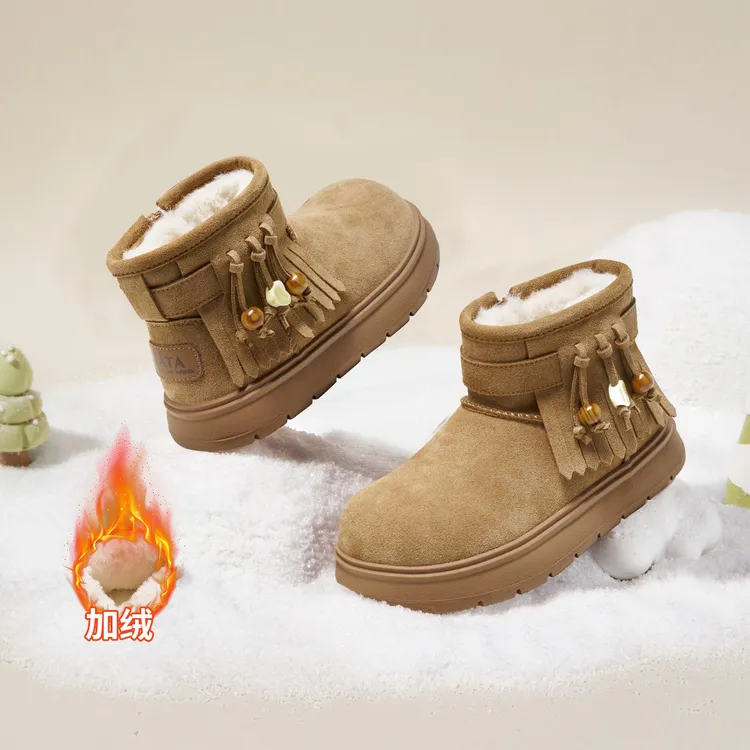 TATA/他她女童冬季雪地靴保暖加绒防滑短靴百搭时尚儿童复古棉鞋商品图