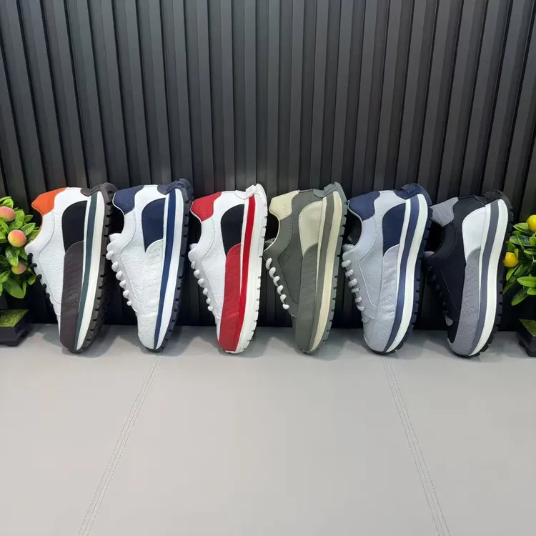 987秋冬新款单棉同款皮面拼接男休闲鞋网红厚底【偏大一码】