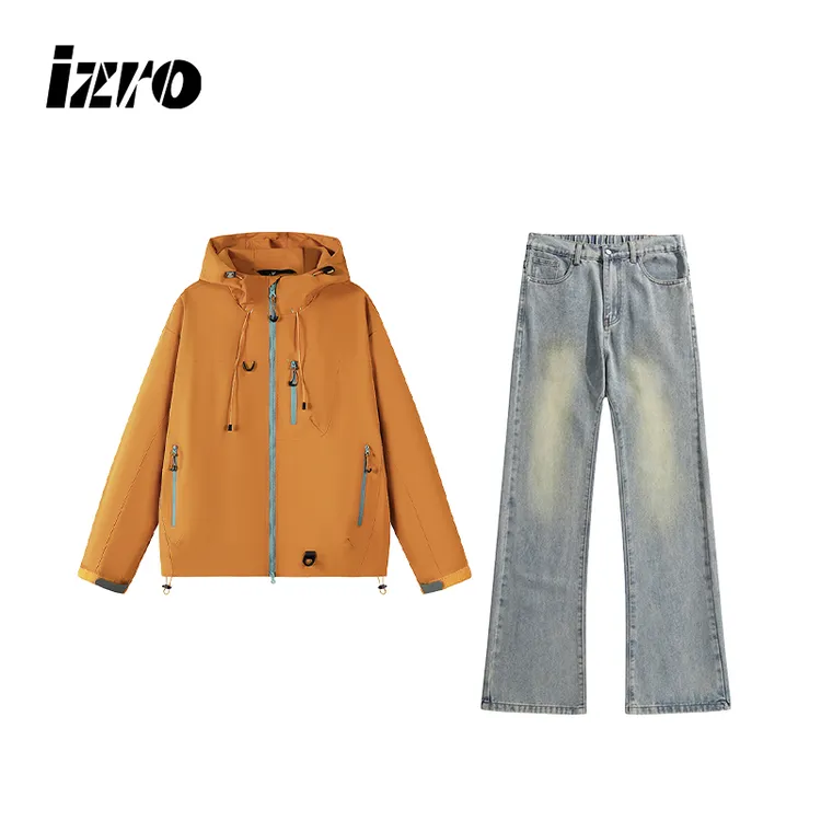 【酒窝专属】IZRO【两件装】秋冬季新款多巴胺夹克+牛仔裤时尚休闲情侣百搭套装