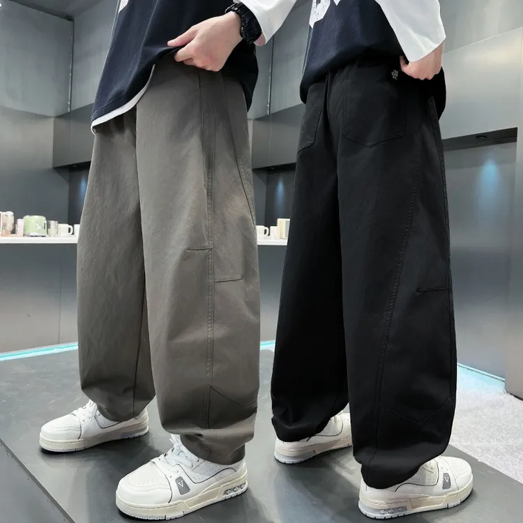 男童秋季休闲长裤2025新款中大童宽松直筒裤男孩宽松工装风裤子潮