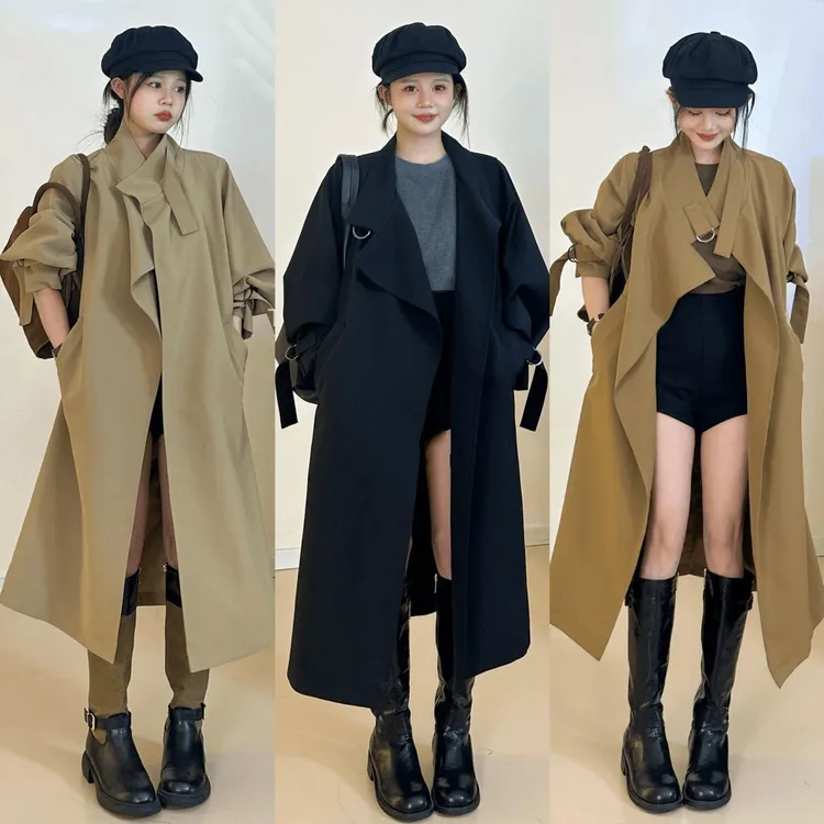 爆款小个子外套女2025春秋季新款宽松显瘦韩系中长款风衣英伦风