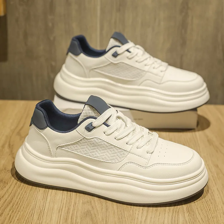 男鞋新款夏季透气网面薄款休闲百搭运动鞋男款时尚厚底板鞋男