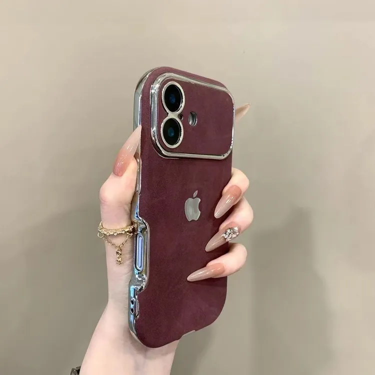 大视窗翻毛皮适用苹果16promax手机壳新款iPhone15Pro简约14/11软