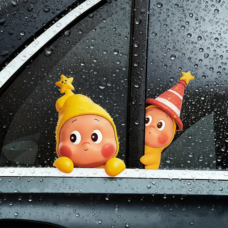 创意个性卡通星星人汽车车贴电动车窗贴前后挡风玻璃贴天窗装饰贴
