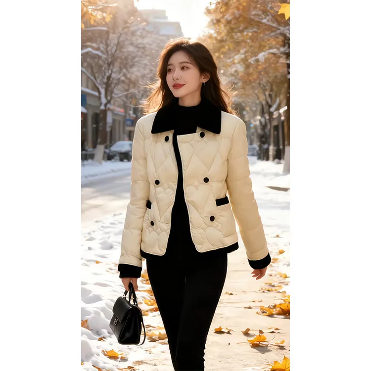 初冬高端时髦洋气小香风超好看翻领棉服女2026冬季新款时尚衣服