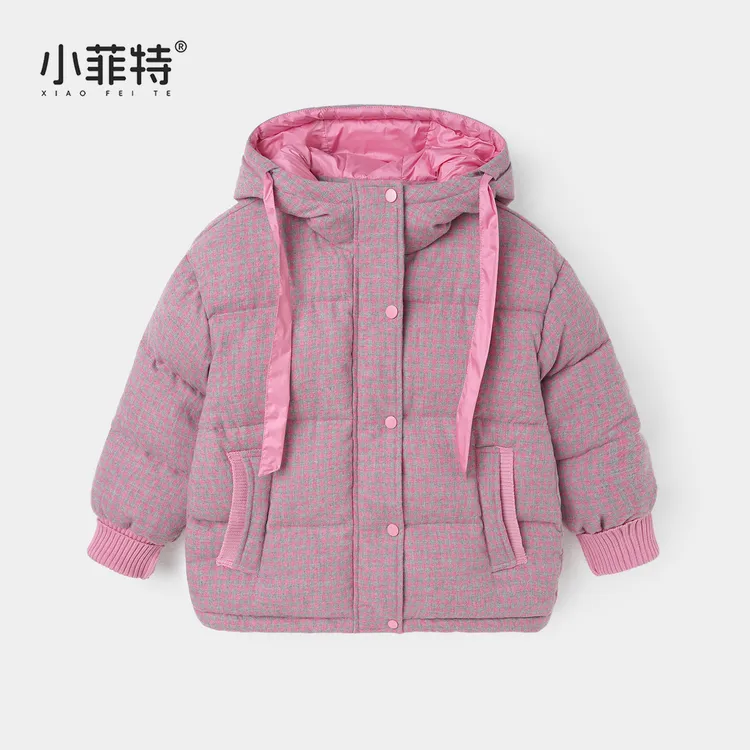 小菲特女童冬装加厚加厚外套中大连帽上衣儿童保暖棉服XJYD57322