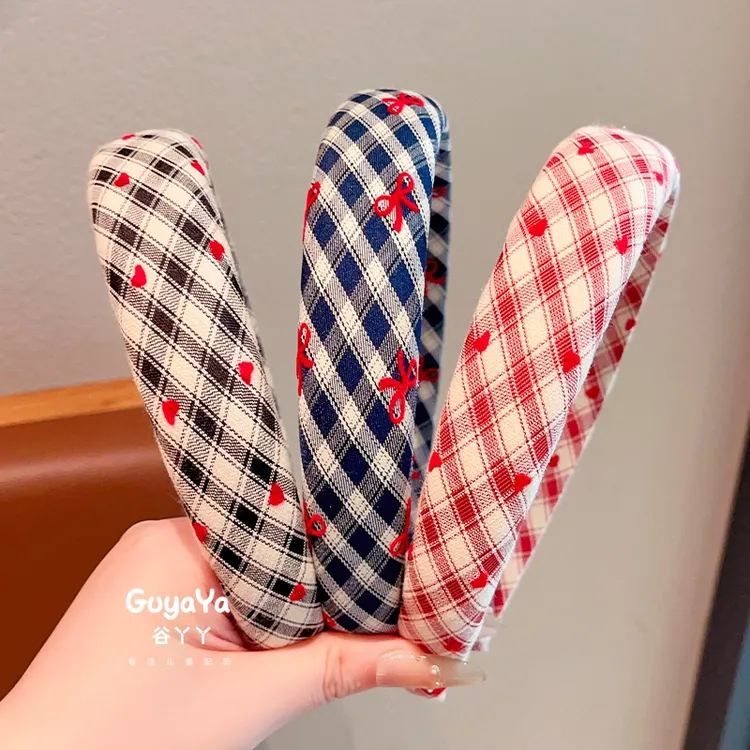 儿童格纹海绵发箍发饰女童高颅顶压发头箍不勒头宽边头捆可爱头饰