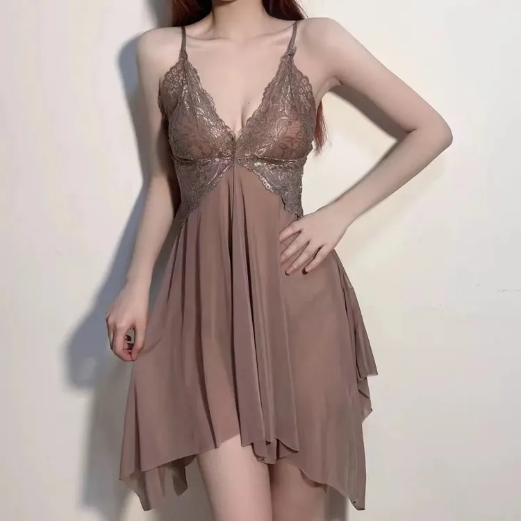 220斤加大码女士网纱睡裙吊带诱惑纯欲风夏季法式露背气质时尚